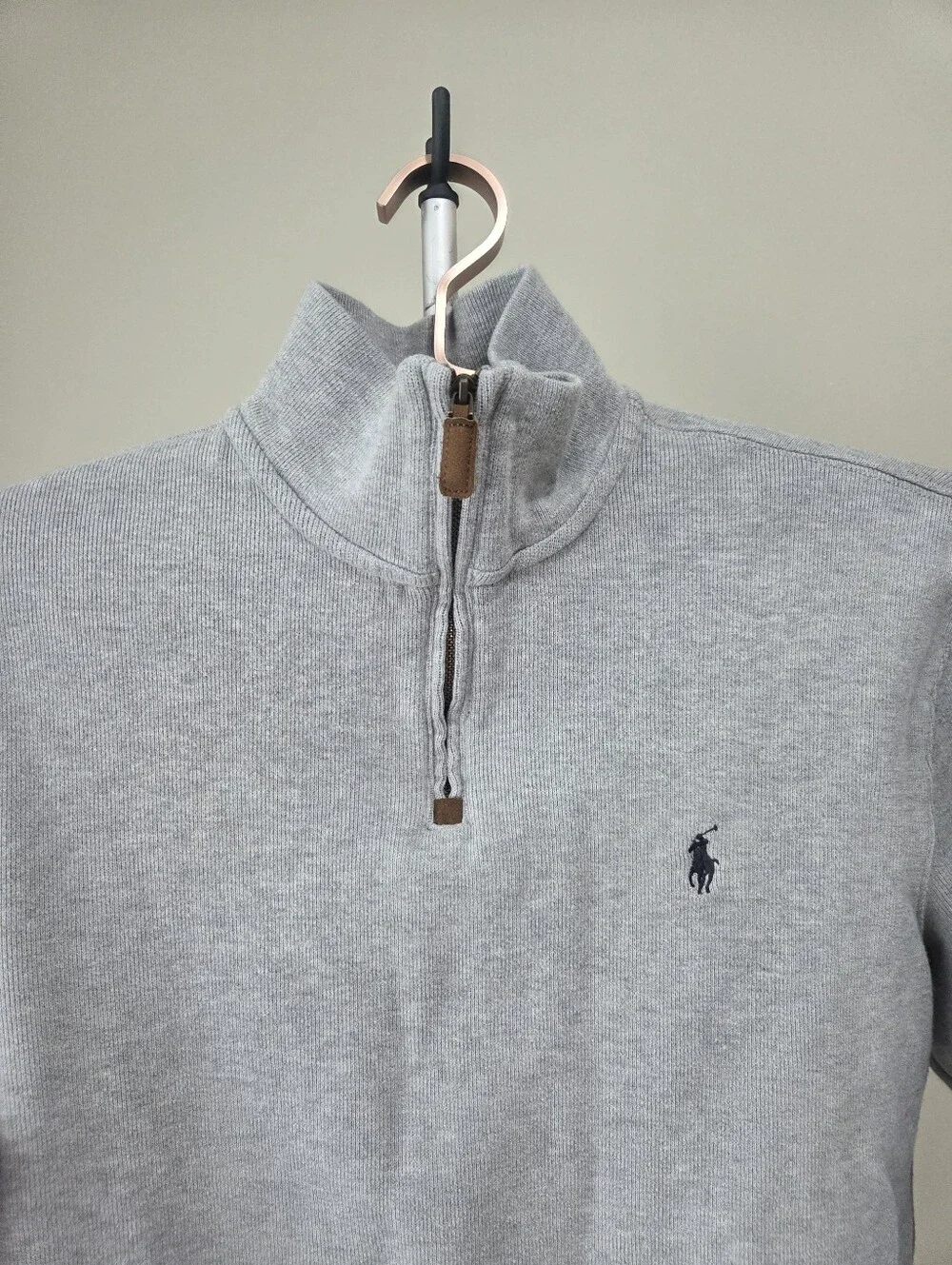 Polo by Ralph Lauren Light Gray Half-Zip Mock Neck Sweater Sz.M